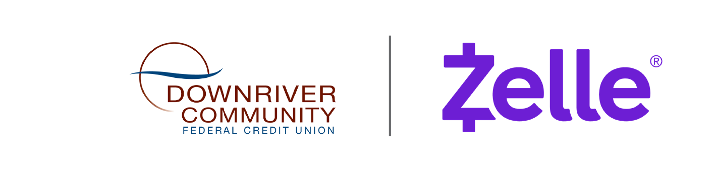 Downriver CU and Zelle logos